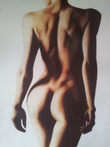 nude art woman's back